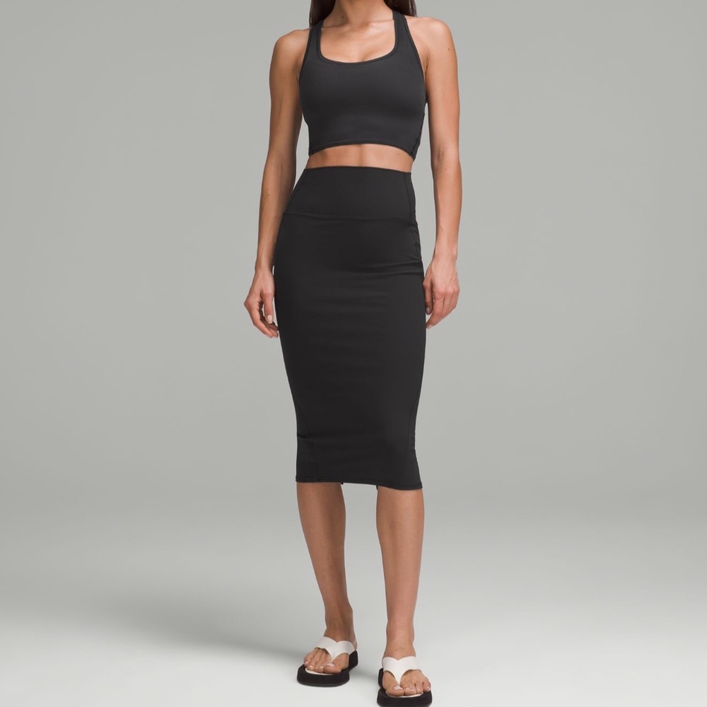 Lululemon nulu high rise Black midi skirt slit 6